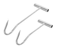 DECORNIJIA 2 Pezzi Manhole Cover Lifting Hooks in Heavy-duty Iron With Ergonomic T-handle For Efficient Pulling And Moving Of Utility Covers And Meat Blocks