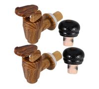 DECORNIJIA 2 set Rubinetti e Tappi per Botti di Vino in Quercia Kit Ricambio con Chiusura Ermetica Design Vintage Antigoccia per Versare Vino con Facilità e Conservazione Ottimale