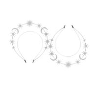 DECORNIJIA 2pezzi Cerchietto Doppio Con Stelle Sei Punti e Elementi Lunari Accessori Metallo Per Feste Matrimonio e Cosplay