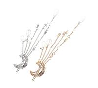 DECORNIJIA 2pezzi Eleganti Fermagli Capelli Donna Con Nappa Strass e Stelle Cinque Punte Oro e Argento Accessori Decorativi Per Acconciature Da Sposa e Uso Quotidiano