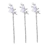 DECORNIJIA 3 Pezzi Tornante classico bobby perni Tradizionale clava barrette hair pin hair jewelry moda forcine di perle di fiori forchette per perlati Lega di zinco bianca