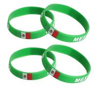 DECORNIJIA 4 Pezzi Braccialetti in Silicone Regolabili Bandiera del Messico Resistenti per Calcio Football Eventi Sportivi Souvenir della Coppa del Mondo Fascia da Polso Verde