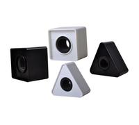 DECORNIJIA 4 pezzi Coperture Microfono Logo in Schiuma e Abs Microphone Flag Cube Isolante Leggero per Interviste e Podcast Microfono Stand Nero e Bianco