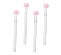 DECORNIJIA 4 pezzi Spugnette Fungo Piccole per Spugna Doppio Densità Morbide ed Elastiche Non Latex per Fondotinta e Correttore Rosa con Manico Bianco