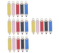 DECORNIJIA 50 pezzi Charm Pendenti Matita Colorati per Gioielli Fai da Te Accessori Leggeri e Resistenti per Collane Bracciali e Orecchini Giallo Rosa Rosso Blu Nero