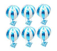DECORNIJIA 6 Pezzi Decorazioni Mongolfiera in Alluminio 3d Gonfiabili Blu per Feste di Compleanno e Decorazioni Aula, Set Forniture Festa a Tema Aereo Resistente e Visivamente Accattivante