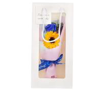 DECORNIJIA Bouquet di Rose di Sapone Profumato 3 Pezzi con Girasole Fiore Artificiale Decorativo con Borsa Regalo Romantico per San e Matrimonio