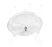DECORNIJIA Cappello Fascinator da Donna per Cerimonia e Tea Party Copricapo Elegante in Pizzo Bianco Rete e Fiocco Accessorio Sposa e Festa Raffinato per Eventi e Occasioni Speciali