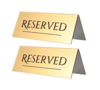 DECORNIJIA Cartelli Riservati in Acrilico per Tavoli da Ristorante e Matrimoni Set da 2 Pezzi Cartello Segna Posto Oro 17X65 CM per Feste Bar e Banchetti