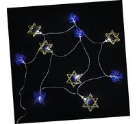 DECORNIJIA Luminosa Batteria Hanukkah con Stelle David e Candelabri Blu Luci da Festa Decorazione Parete e Albero Lucine LED Non Danzanti per Hanukkah