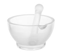 DECORNIJIA Mortaio e Pestello in Vetro da 8 Once Set Mini Macina Medicinali e Spezie per Laboratorio Scientifico e Cucina Ciotola Trasparente Pestello per Macinare Aglio e Polveri