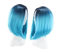 DECORNIJIA Parrucca Donna Bob Sfumata Blu Caschetto Sintetica Corta Pizzo Ad Alta Temperatura, Morbida, Traspirante e Riutilizzabile Per Cosplay, Feste e Uso Quotidiano