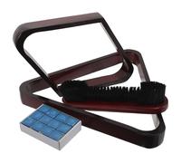 DECORNIJIA Rastrelliera per Biliardo in Legno Massello, Triangolo da Biliardo 2-1/4" per Posizionamento Palle, Portapalle e Porta Accessori per Sala Giochi e Competizioni