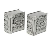 DECORNIJIA Scatola Porta-riccioli e Dentini in Metallo Per Bambini, Contenitore Morbido Per Conservare i Primi Denti e Lanugine, Design Retrò Motivi Animali, Set Da 2 Pezzi Per Ricordi Neonati