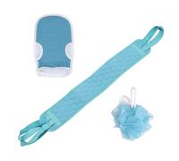 DECORNIJIA Set 3 Pezzi Guanto Esfoliante da Bagno Blu Doppio Uso Funzione Massaggio per Pulizia Profonda Quotidiana del Collo della Pelle