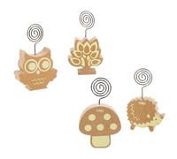 DECORNIJIA Set 4 Pezzi Clip per Messaggi Animali in Metallo e Legno, Porta Memo Decorativo Multifunzione per Foto e Biglietti da Visita, Fermaglio da Scrivania per Casa e Stile Stile Casuale