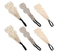 DECORNIJIA Set 6 Fasce per Chioma Vintage in Pizzo Elastiche Larghe da Donna Accessori Boho per Feste, Yoga e Trucco, Cerchietti Artigianali Antiscivolo per Uso Quotidiano