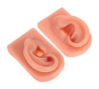 DECORNIJIA Set Da 2 Orecchie Umane in Silicone Per Piercing, Color Pelle Scura, Texture Morbida e Riutilizzabile, Per Esercitazione Professionale Di Piercing Su Medici e Infermieri