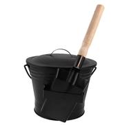 DECORNIJIA Set Secchio per Cenere e Pala in Metallo Ignifugo con Coperchio Ermetico, Manico Antiscivolo per Trasporto, Accessori per Pulizia Caminetti e Riscaldatori a Legna, Uso Interno