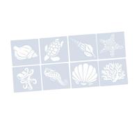 DECORNIJIA Set Stencil per Pittura 8 Pezzi, Modelli di Disegno Riutilizzabili in Plastica Motivo Animali Marini, per Progetti Scolastici e creatività Artigianale