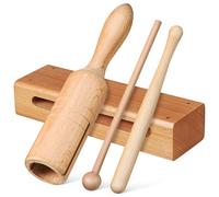 DECORNIJIA Set Strumenti a Percussione in Legno Portatile 2 Pezzi con Blocchi Ritmici e Tubi Sonori, Strumenti Musicali Educativi e Attività Ricreative Familiari