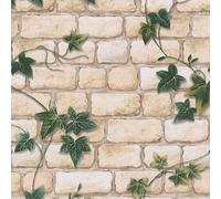 Decoro Edera Muro di Mattoni Verde Rampicante Foglia Beige/Bianco 980434