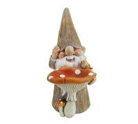 Decoro gnomo per giardino con fungo
