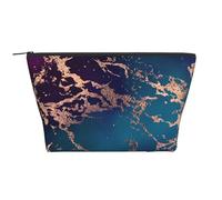 Decoro in marmo di lusso viola scuro e verde acqua con oro, Borsa da toilette Borsa per trucco Borsa per cosmetici Borsa da toilette da viaggio portatile