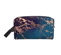 Decoro in marmo di lusso viola scuro e verde acqua con oro, Borsa per il trucco Borsa per cosmetici Borsa da viaggio portatile da viaggio Borsa per trucco Organizer