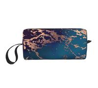 Decoro in marmo di lusso viola scuro e verde acqua con oro, Borsa per il trucco Borsa per cosmetici Borsa da toilette da viaggio portatile Borsa per trucco Organizer