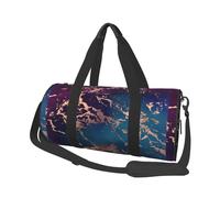 Decoro in marmo di lusso viola scuro e verde acqua con oro, Borsone da viaggio di grande capacità Borsa rotonda Borsa da viaggio sportiva Borsa da viaggio Borsa da fitness