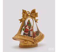 EDG Enzo De Gasperi Decoro Campana Babbo e Mamma Natale H 24,3 Cm L 24 Cm L 10,5 Cm Musica, MOV. LED Gold