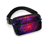 Decoro Per Abito Alla Moda, Confezione Piccola Completamente Stampata, Portatile con Tracolla Regolabile per Donne E Uomini Compatibile con Due Pesci Neon Zodiaco Astrologia Pesci