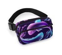 Decoro Per Abito Alla Moda, Confezione Piccola Completamente Stampata, Portatile con Tracolla Regolabile per Donne E Uomini Compatibile con Due Pesci Neon Astrologia Pesci Zodiaco