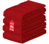 DecorRack Confezione da 4 strofinacci da cucina, 100% cotone, 38 x 63 cm, asciugamani da cucina assorbenti per asciugare i piatti, asciugamani per le mani, panni per la pulizia della cucina, rosso