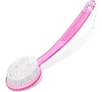 DecorRack Spazzola da bagno con setole, manico lungo per esfoliare schiena, corpo e piedi, scrubber da bagno e doccia, rosa (1 confezione)