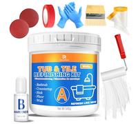 DecorRom Vernice per Vasca da Bagno Bianca 500g, Vernice per Piastrelle, Kit per Rinnovamento Vasca da Bagno e Lavandini, Resistente all'Acqua e Antigraffio con Attrezzi