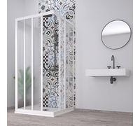 Decorspace Box doccia 3 Lati "Acril" in Acrilico con profili in PVC apertura centrale riducibile "Made in Italy" (75 x 75 x 75 cm)