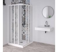 Decorspace Box doccia angolare "Acril" in Acrilico con profili in PVC apertura centrale riducibile "Made in Italy" Garantito 10 Anni (80 X 100 cm)