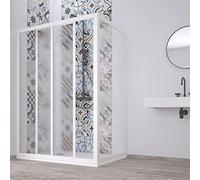 Decorspace Box doccia angolare "Acril" in Acrilico con profili in PVC apertura centrale riducibile "Made in Italy" Garantito 10 Anni (80 X 140 cm)