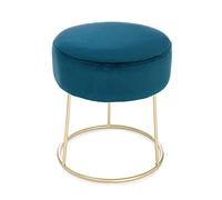 Decorspace Pouf "Clarissa" in velluto anticato h 40 cm arredamento per salotto moderno (Blue)