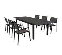 Decorspace Tavolo allungabile "Ibiza" in alluminio dogato da esterno per giardino e veranda (Tavolo 220-280 x 100 cm + 6 Poltrone, Antracite)