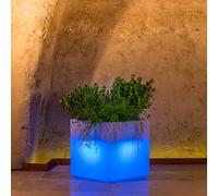 Decorspace Vaso luminoso Cube quadrato decorazione per esterno e giardino "Made in Italy" 40 x 40 cm con cavo (40 cm, Blu)
