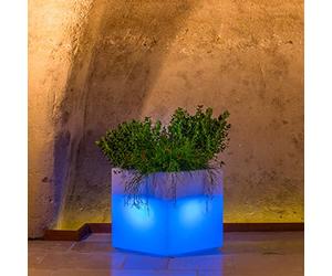 Decorspace Vaso luminoso Cube quadrato decorazione per esterno e giardino "Made in Italy" 40 x 40 cm con cavo (40 cm, Blu)