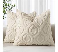 decorUhome Set di 2 federe decorative natalizie, in morbida lana sintetica, per la casa, 50 x 50 cm, beige