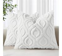 decorUhome Set di 2 federe decorative natalizie, in morbida lana sintetica, per la casa, 50 x 50 cm, bianco