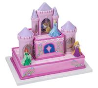 DecoSet Disney Princess Happily Ever After - Decorazione per torta di compleanno, 6 pezzi, include castello con torrette mobili, Cenerentola, Ari