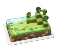 DecoSet® Mobs Beware Minecraft Cake Topper, 6 Pezzi Impilabile Cake Decorazione, Blocchi 3D Interbloccabili con Personaggi, Decorazione per Torte di Compleanno per Alimenti