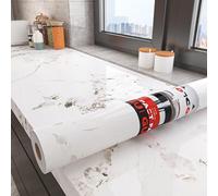 Decotalk Carta Adesiva Per Mobili Marmo Bianco 40X300cm Pellicola Adesiva Per Mobili PVC Plastica Vinile Impermeabile Parati Adesivi Effetto Marmo Decorativa Per Cucina Armadio Carta Rivestimento