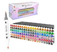 Decotime - Set di 120 pennarelli Aqua a doppia punta, formato XXL, impilabili, set di pennarelli ad acquerello, atossici, per bambini dai 3 anni in su, pennarelli professionali per arte e